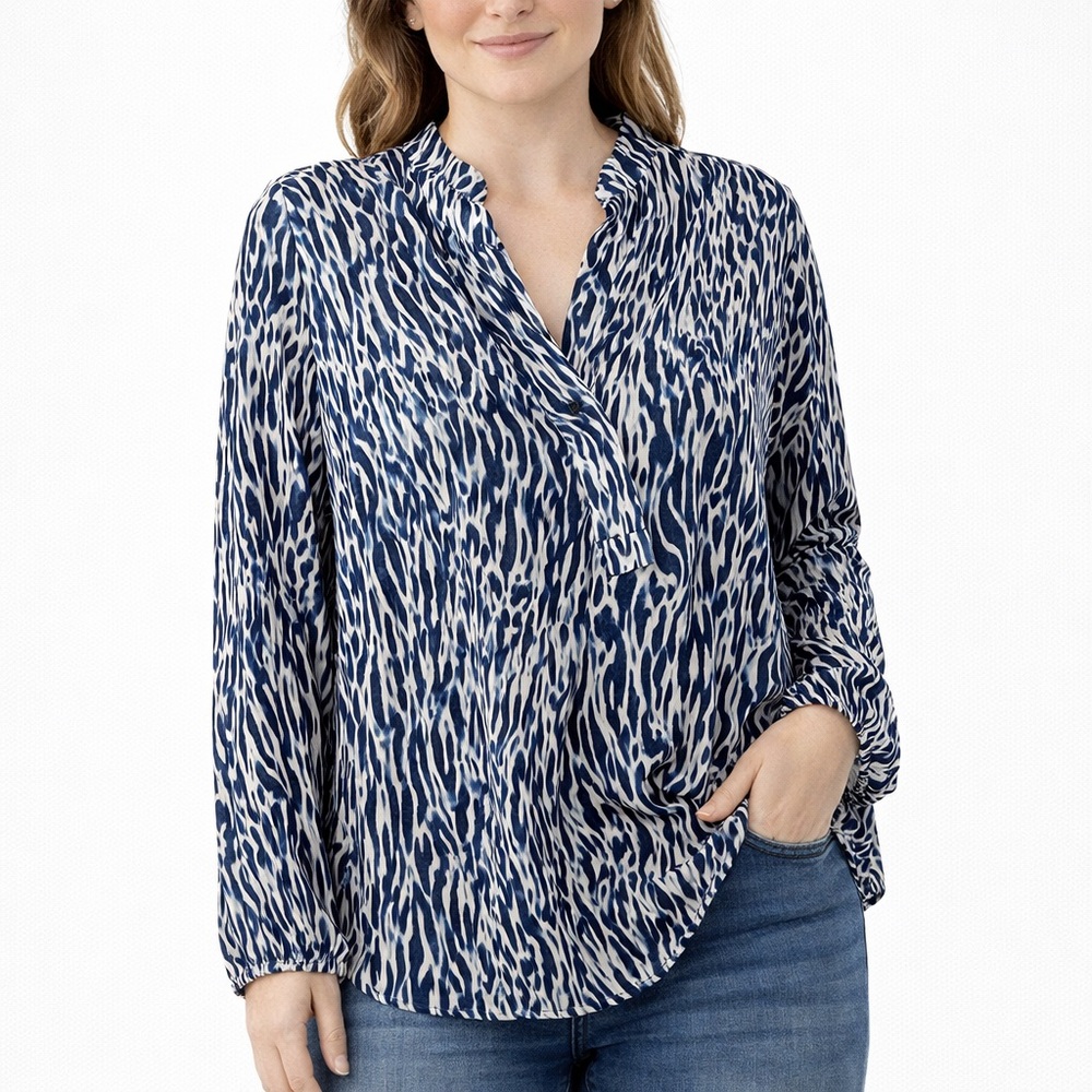 Veronica M Navy and White Blouse